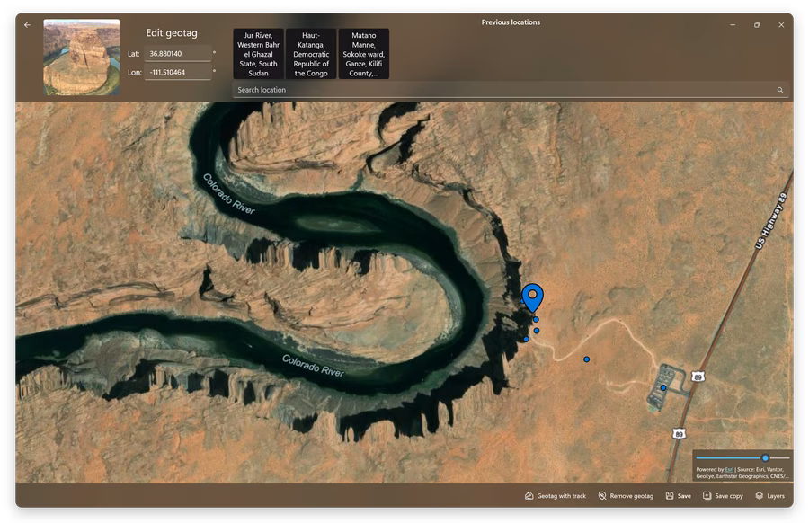 GeoPhoto bearbeitet den GPS-Standort von Fotos